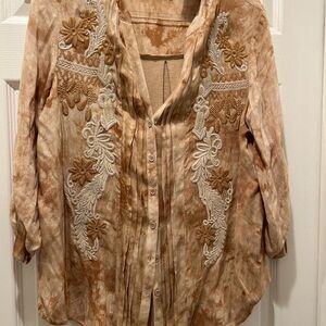 Miss Me Brown Tie-Dye Top